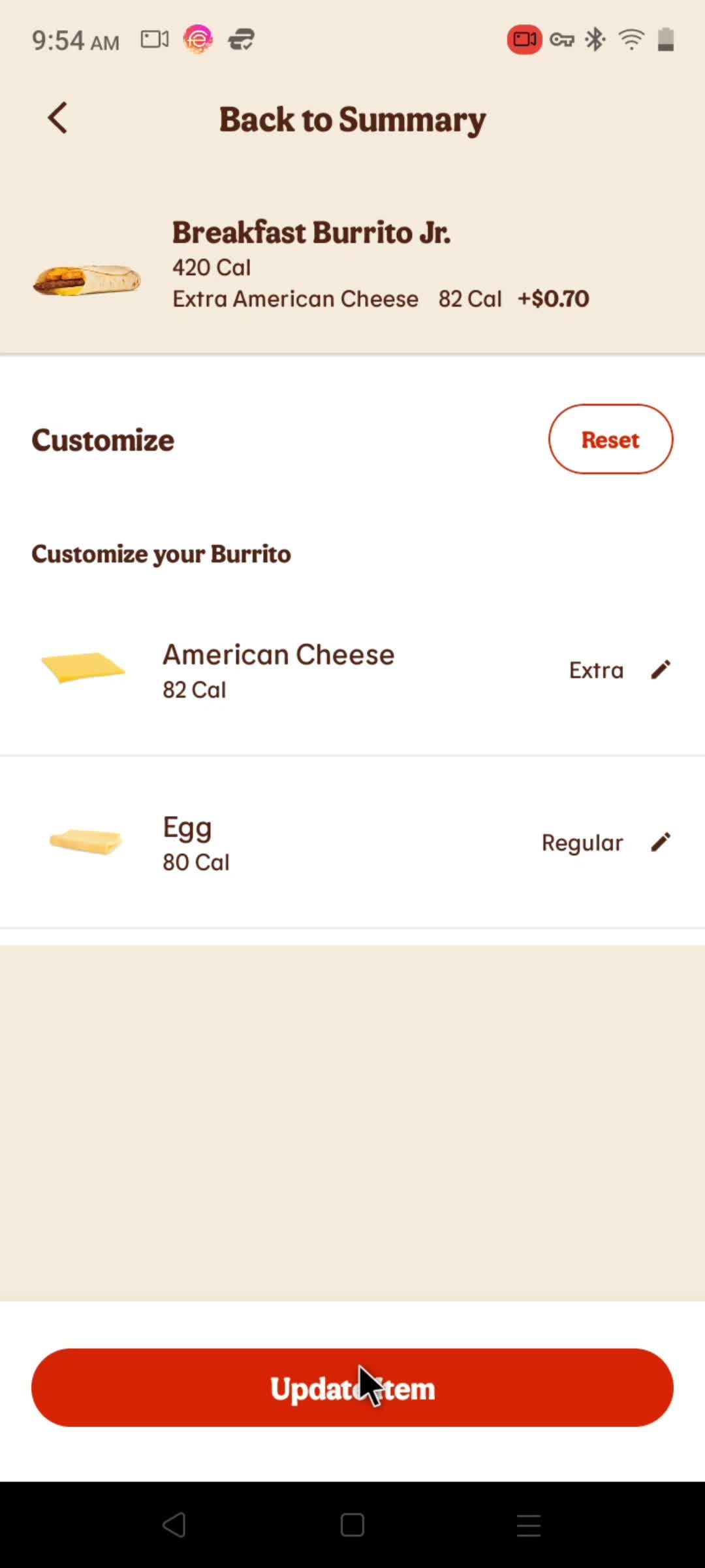 Ordering delivery screenshot