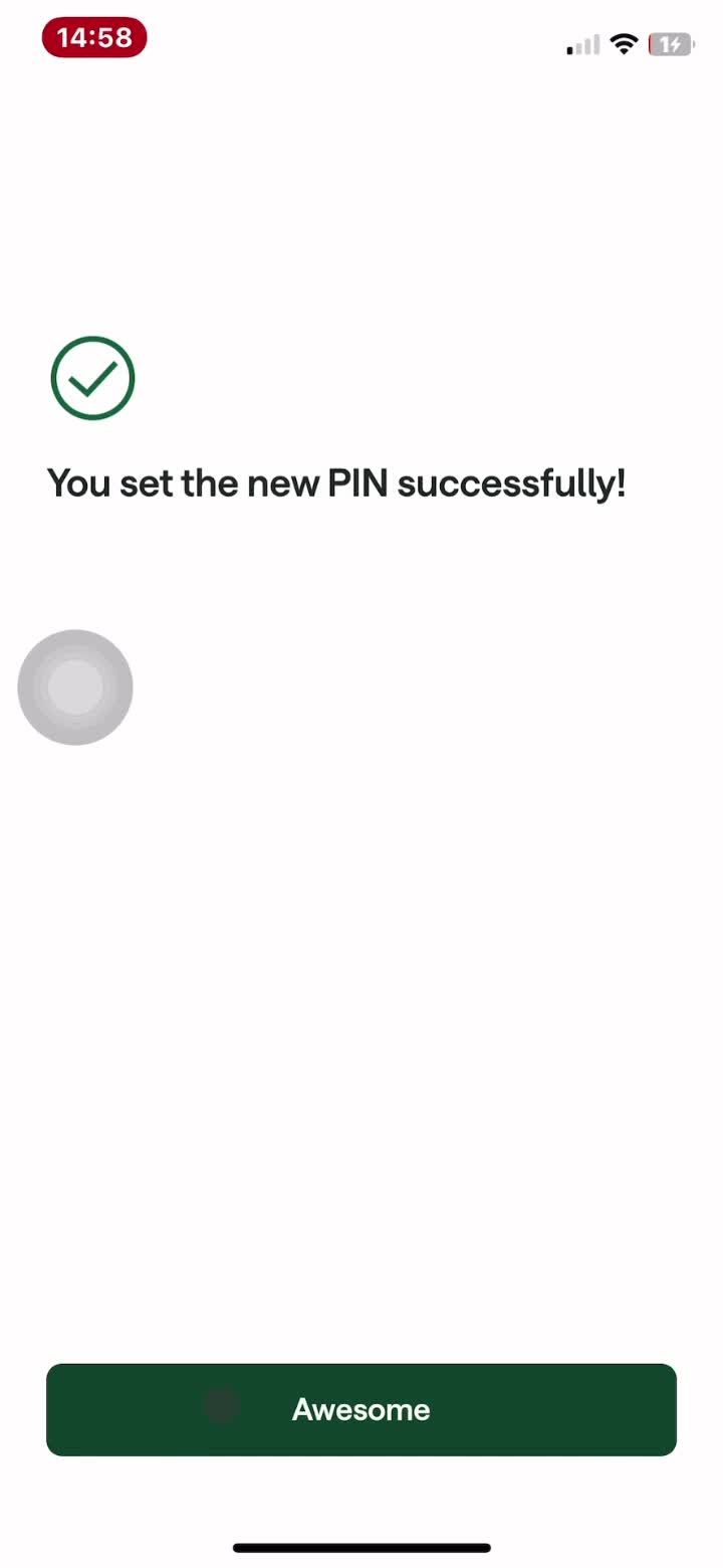 Changing PIN screenshot