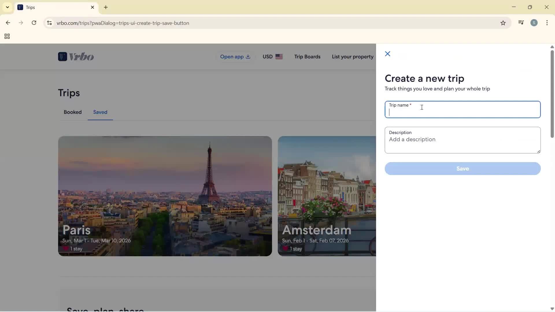 Planning a trip screenshot