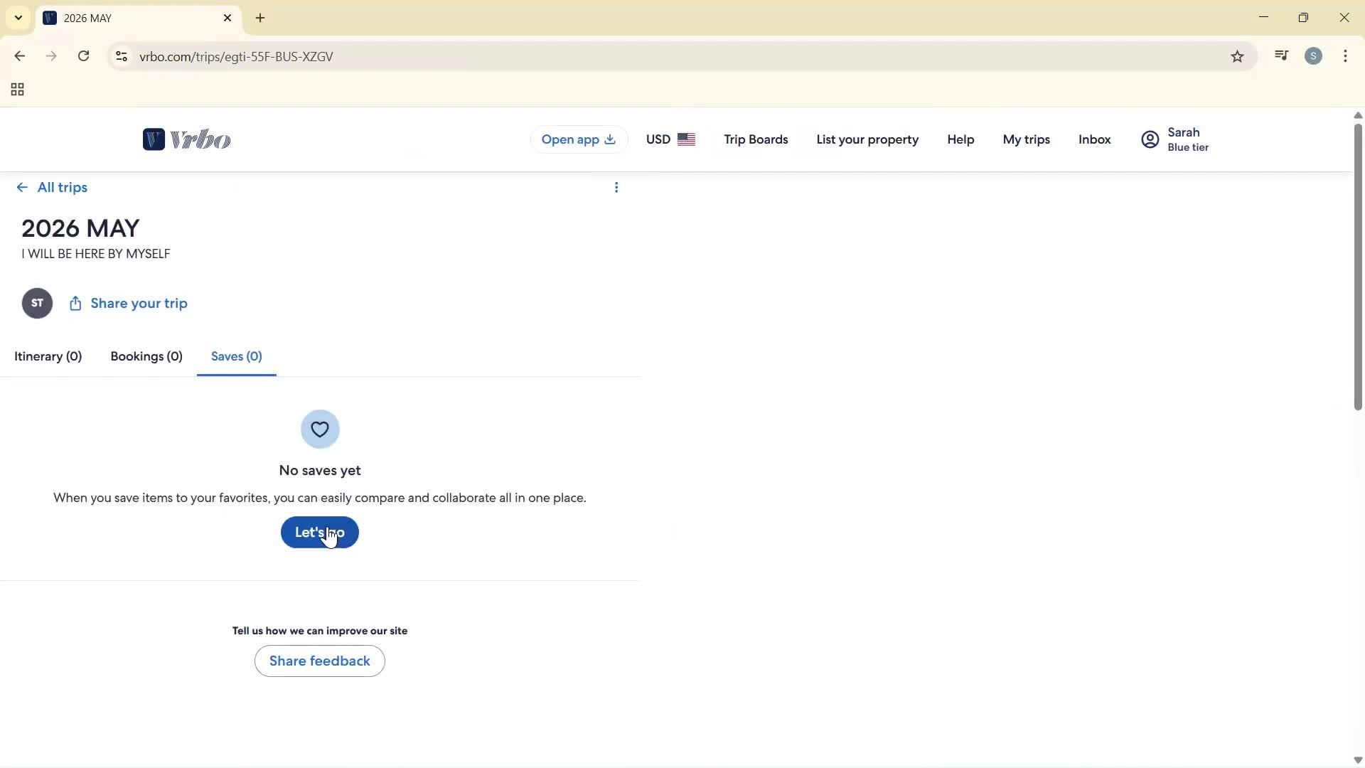 Planning a trip screenshot