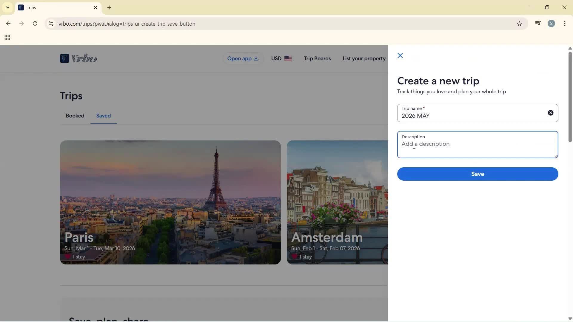 Planning a trip screenshot