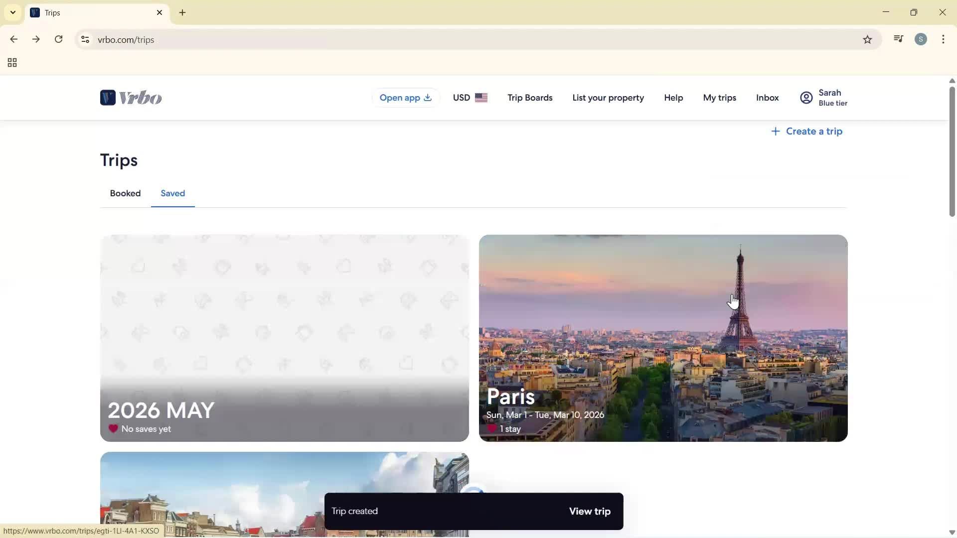Planning a trip screenshot