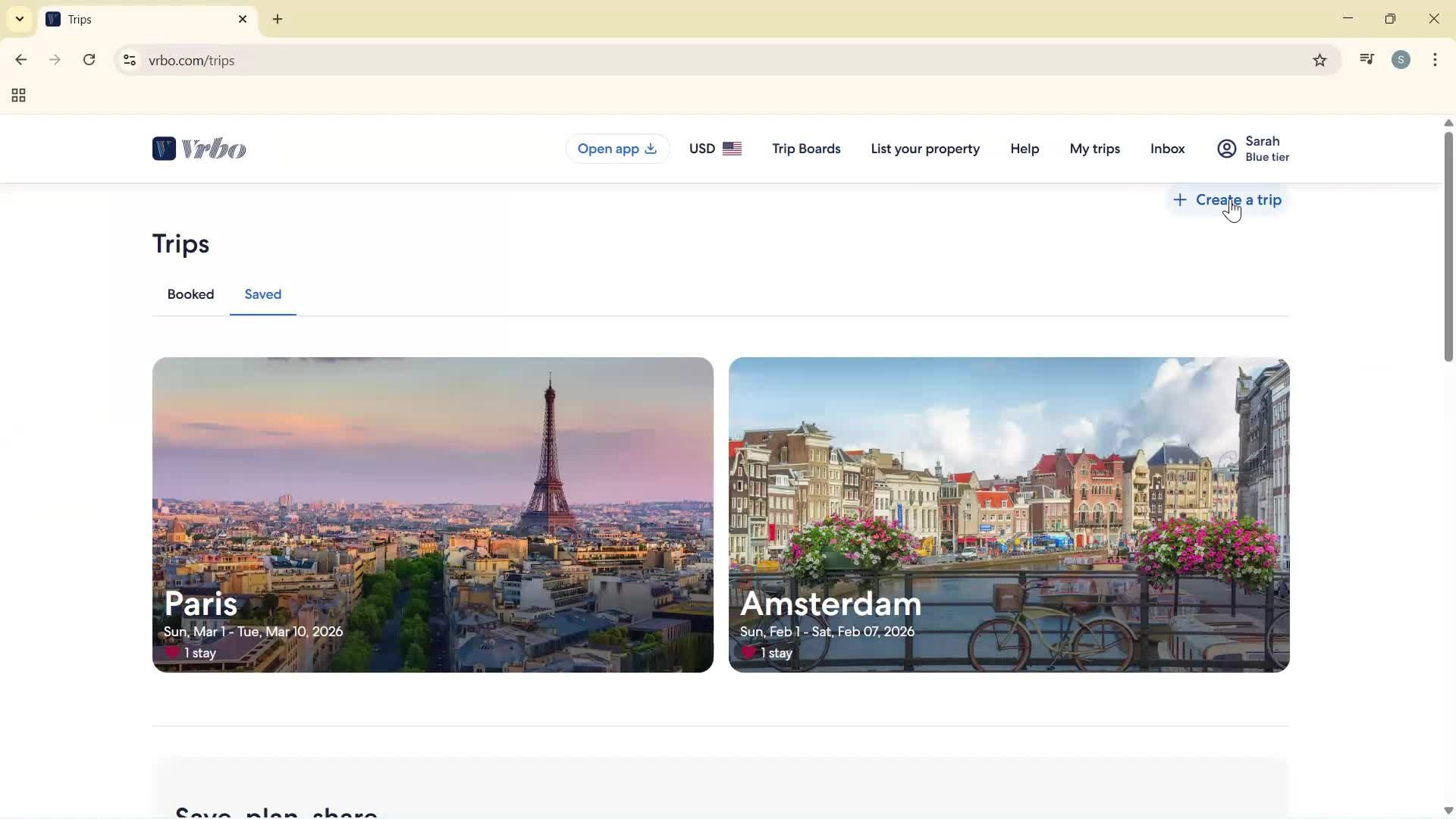 Planning a trip screenshot
