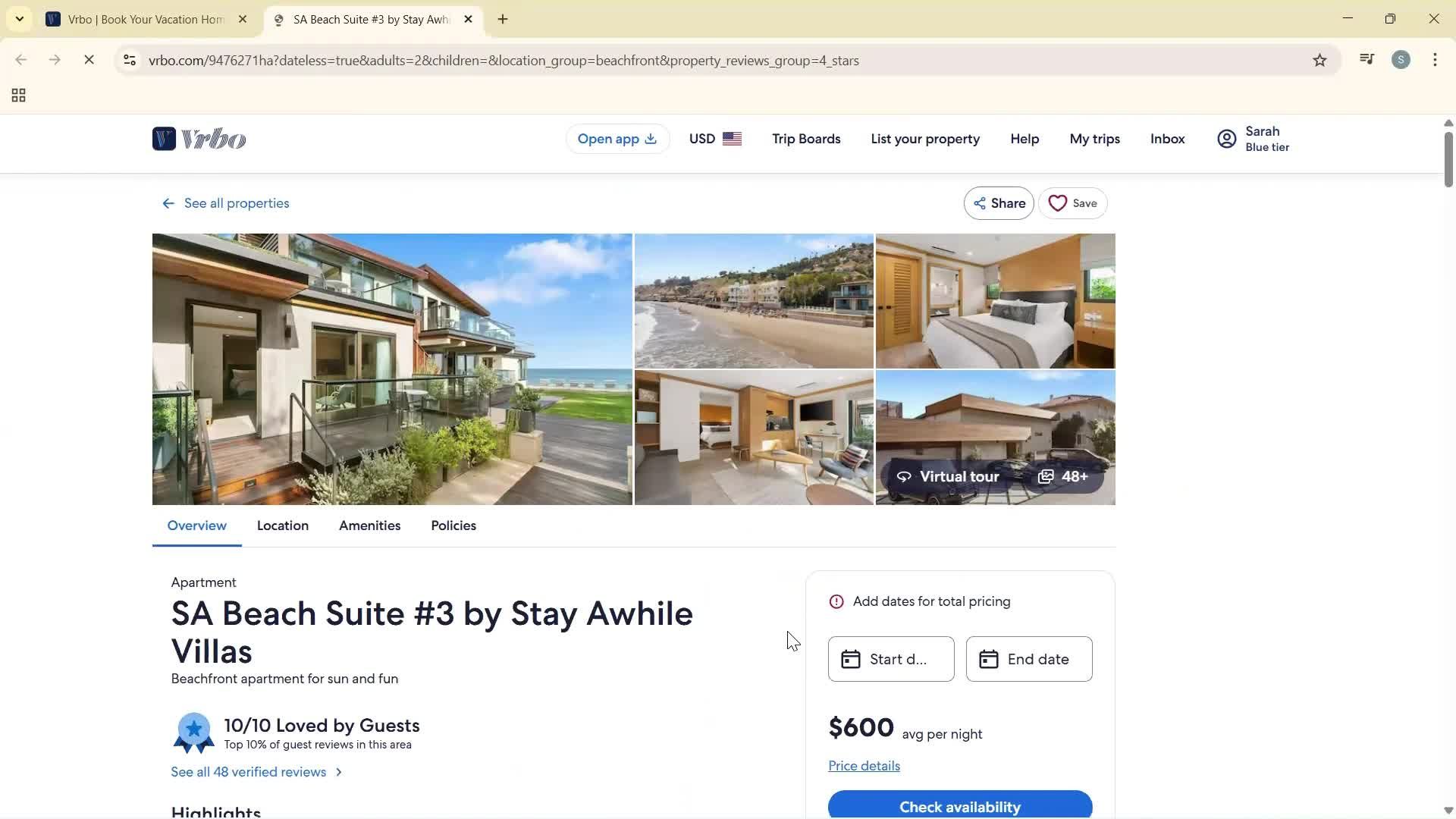 Planning a trip screenshot