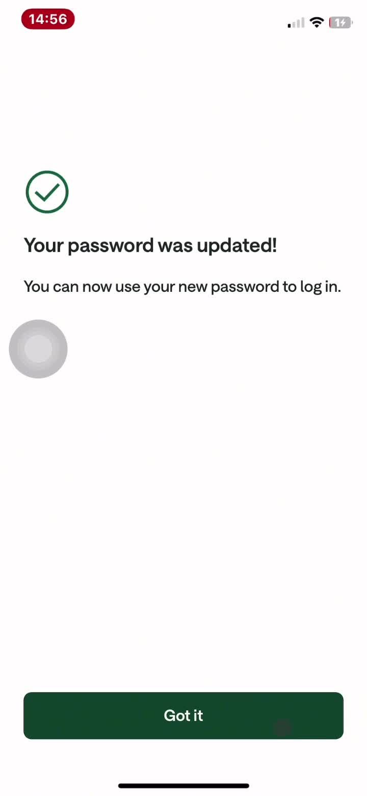 Changing password screenshot