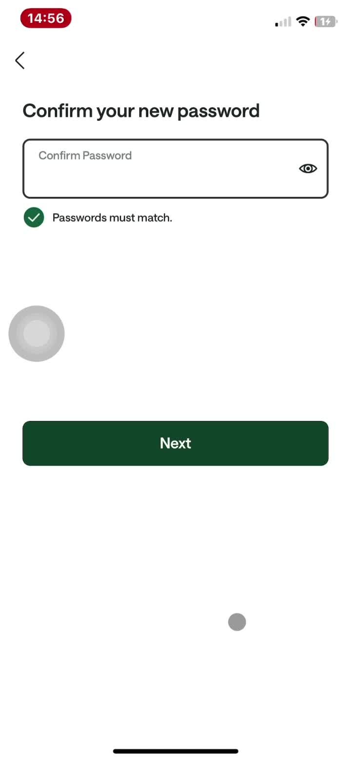 Changing password screenshot