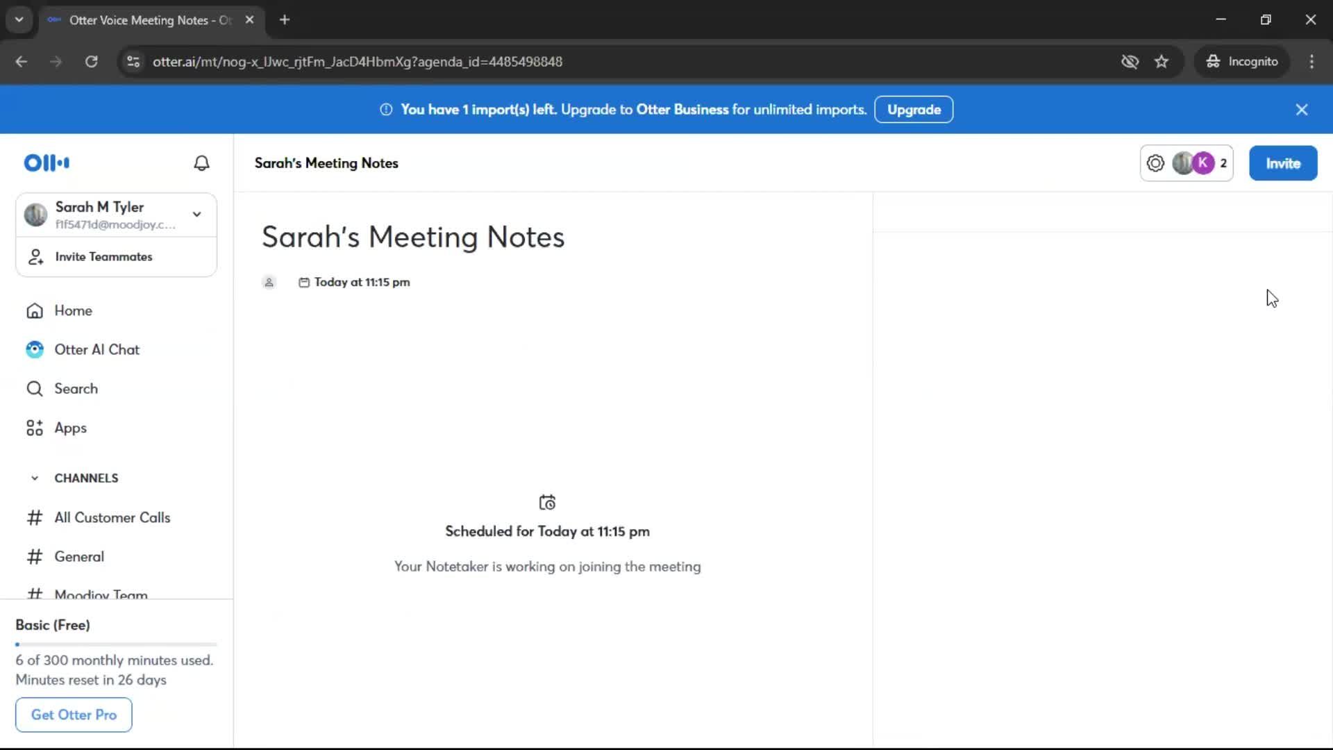 Recording meeting screenshot
