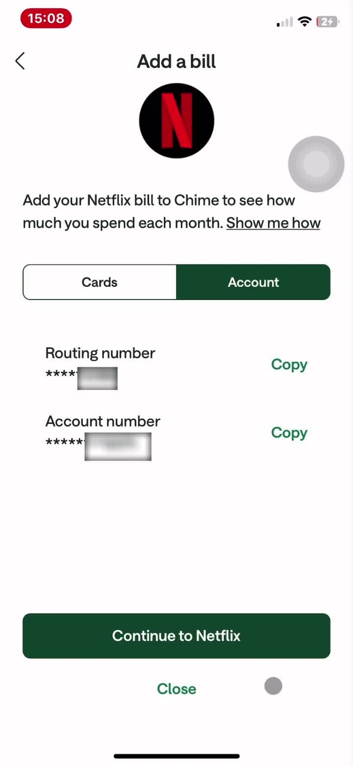 Paying bills screenshot