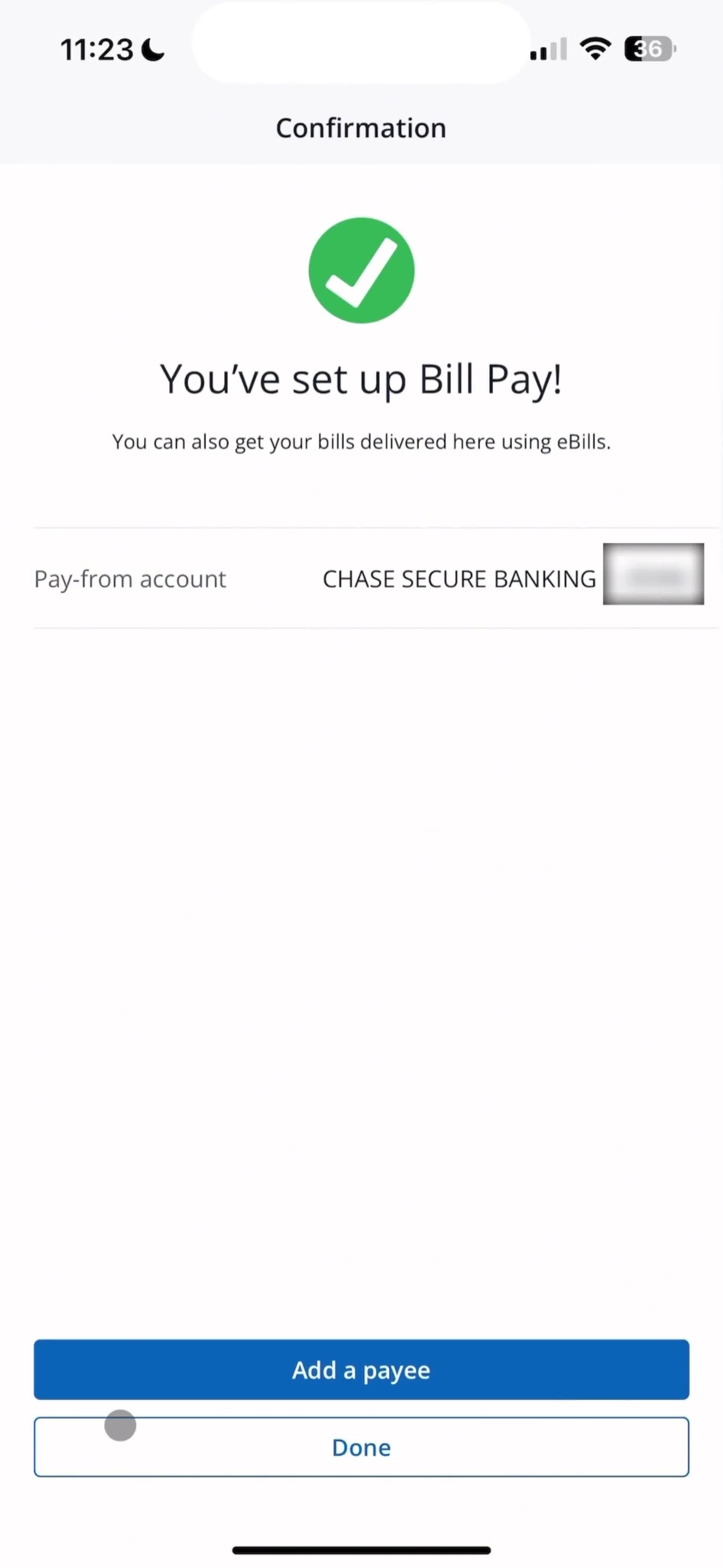 Activating bill pay screenshot