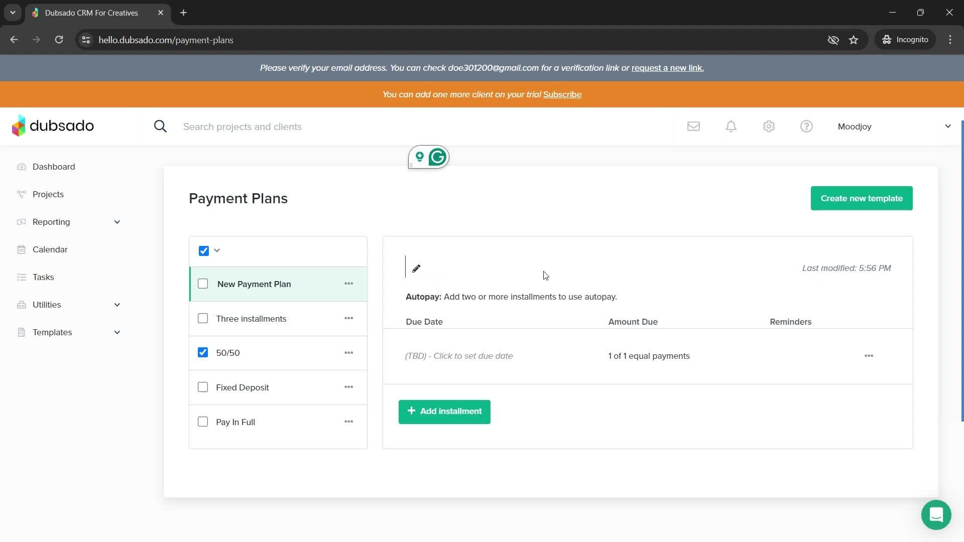 Payment plans screenshot