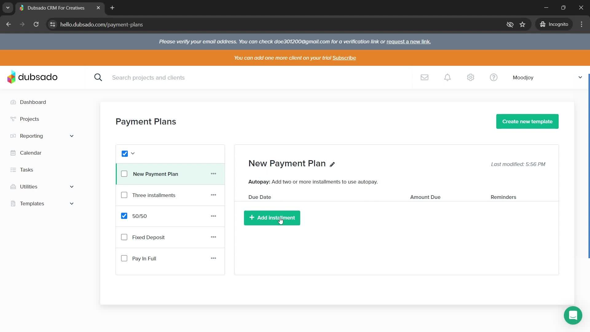Payment plans screenshot