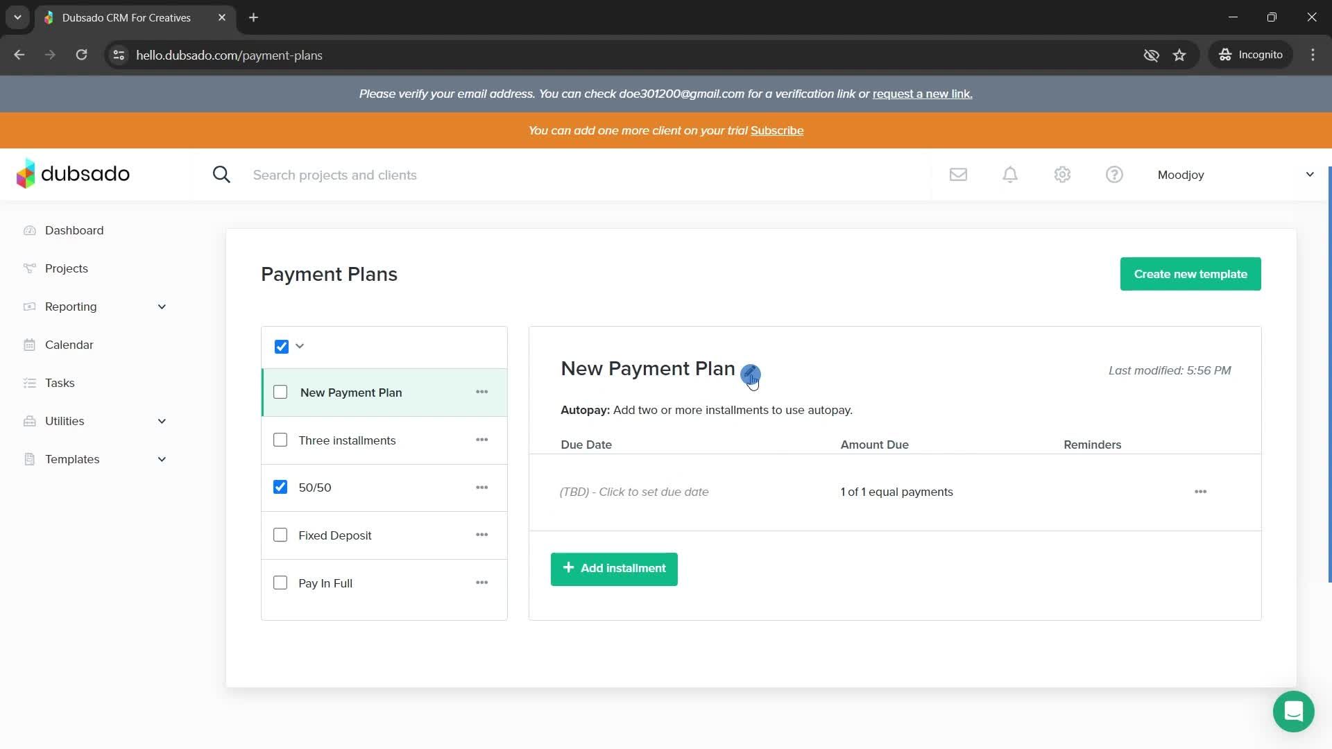 Payment plans screenshot