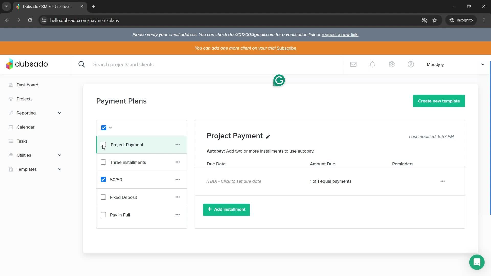 Payment plans screenshot