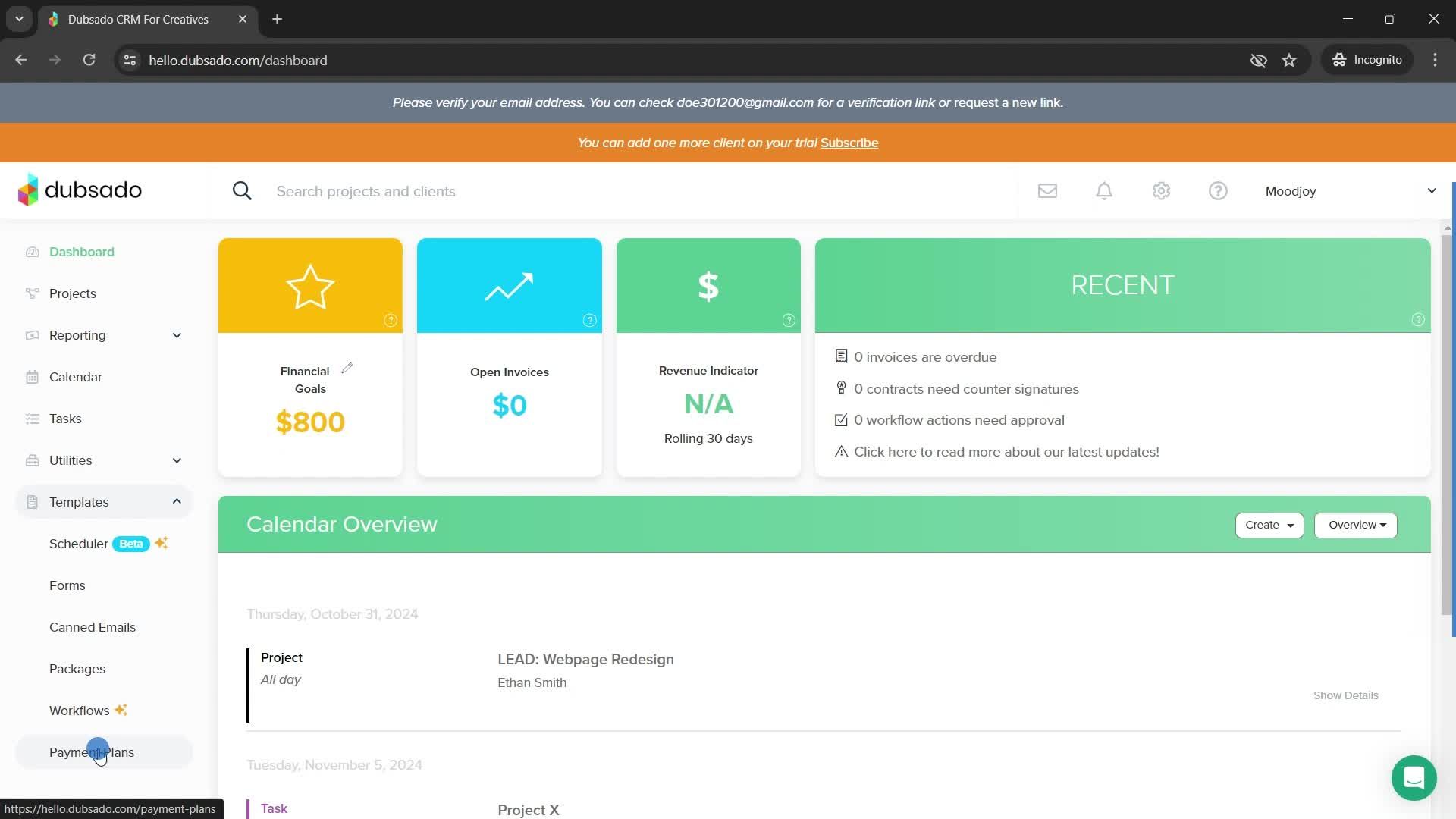Payment plans screenshot