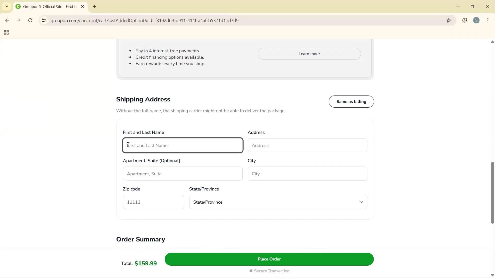 Buying something screenshot