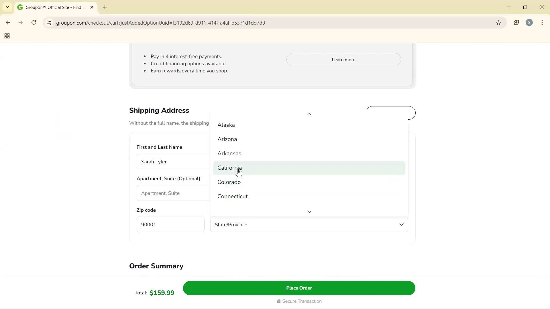 Buying something screenshot