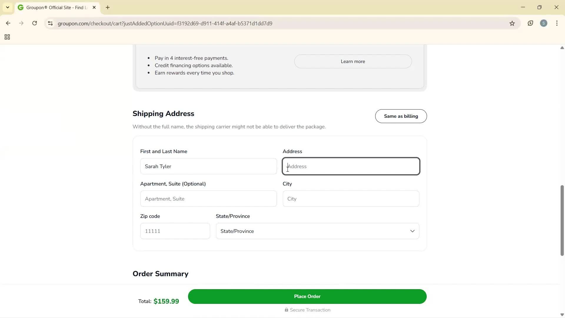 Buying something screenshot