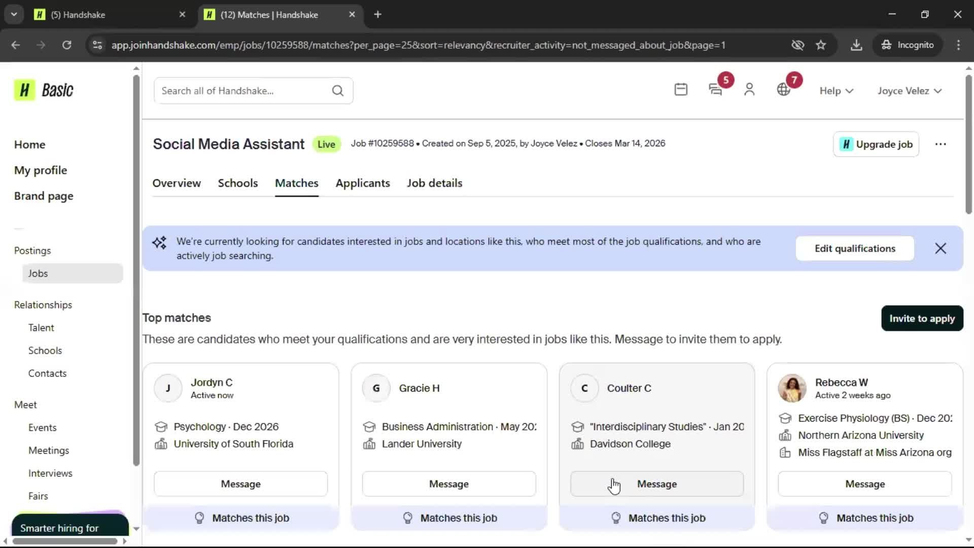 Creating a job post screenshot