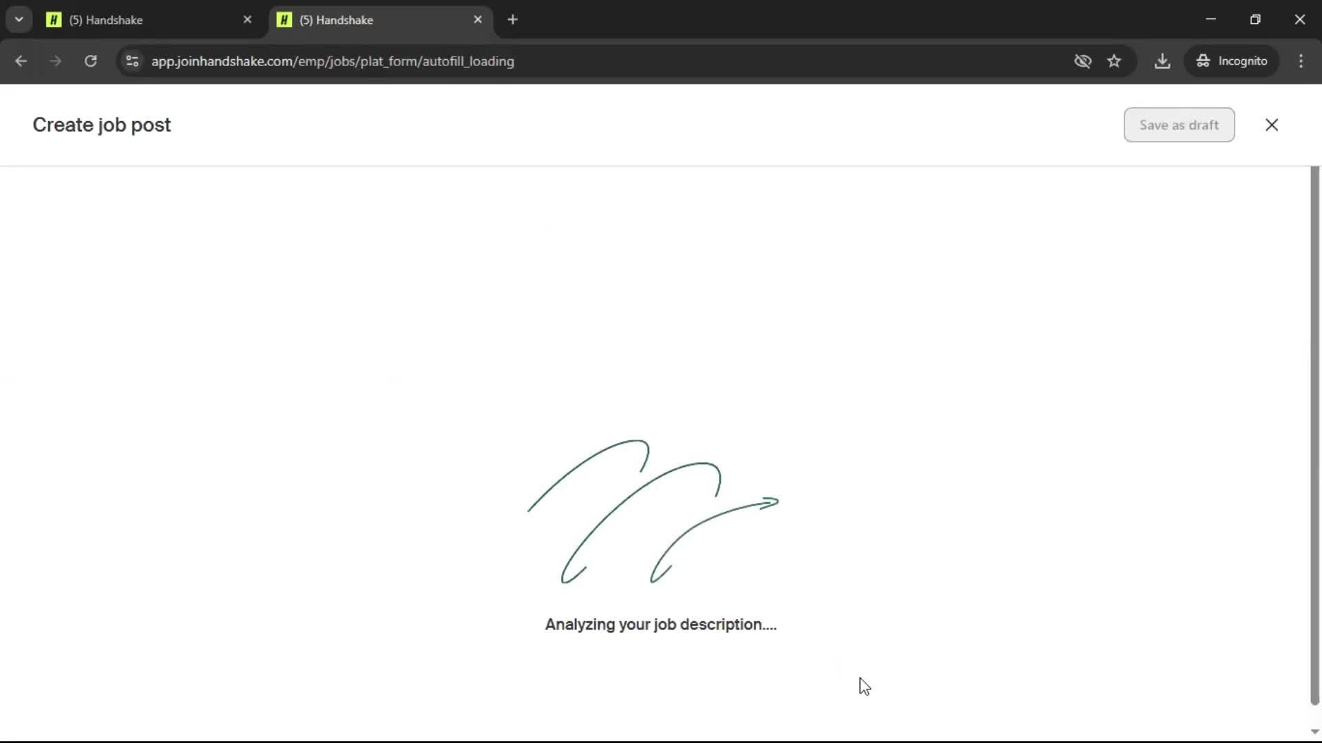 Creating a job post screenshot