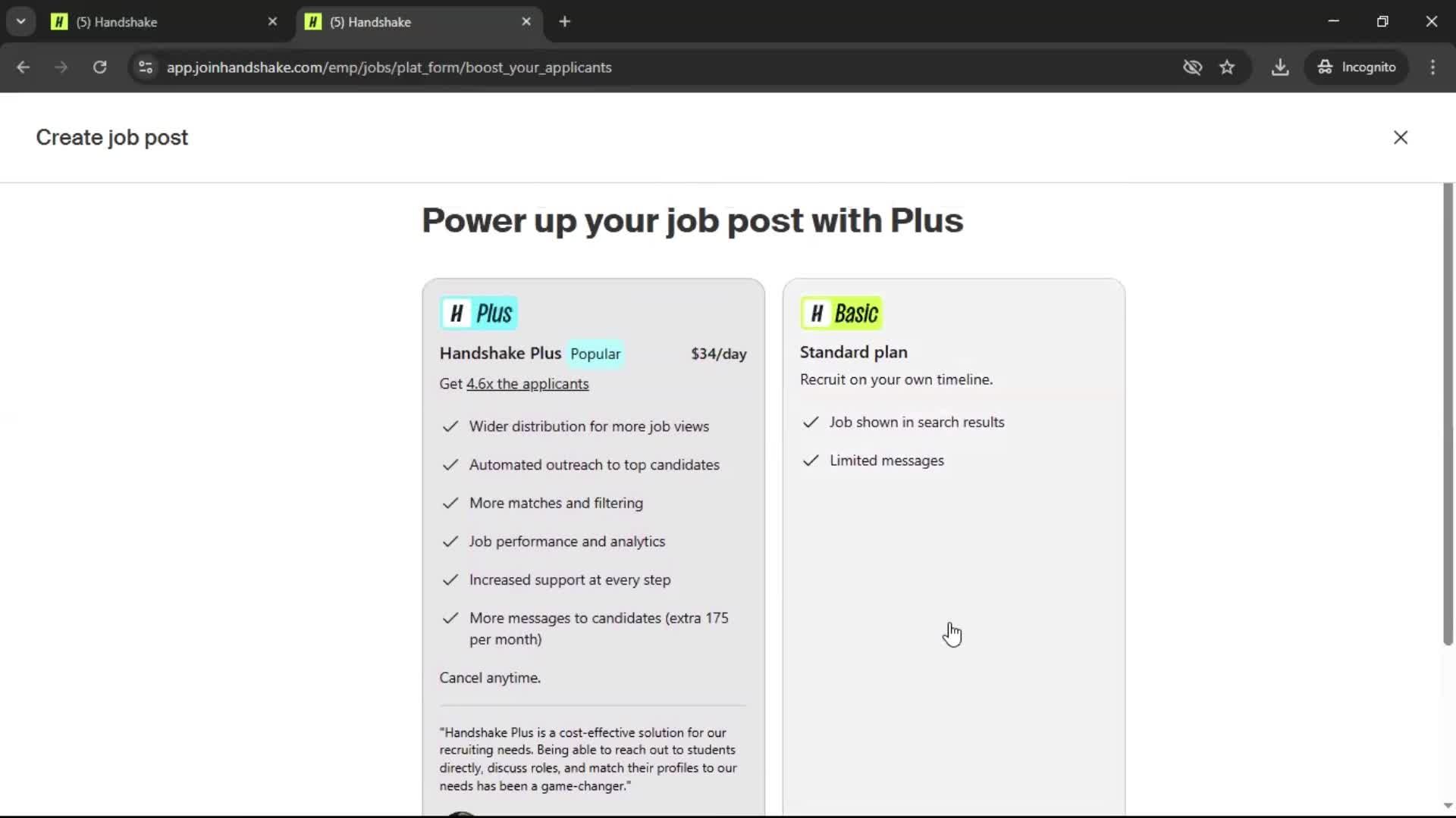 Creating a job post on Handshake video thumbnail