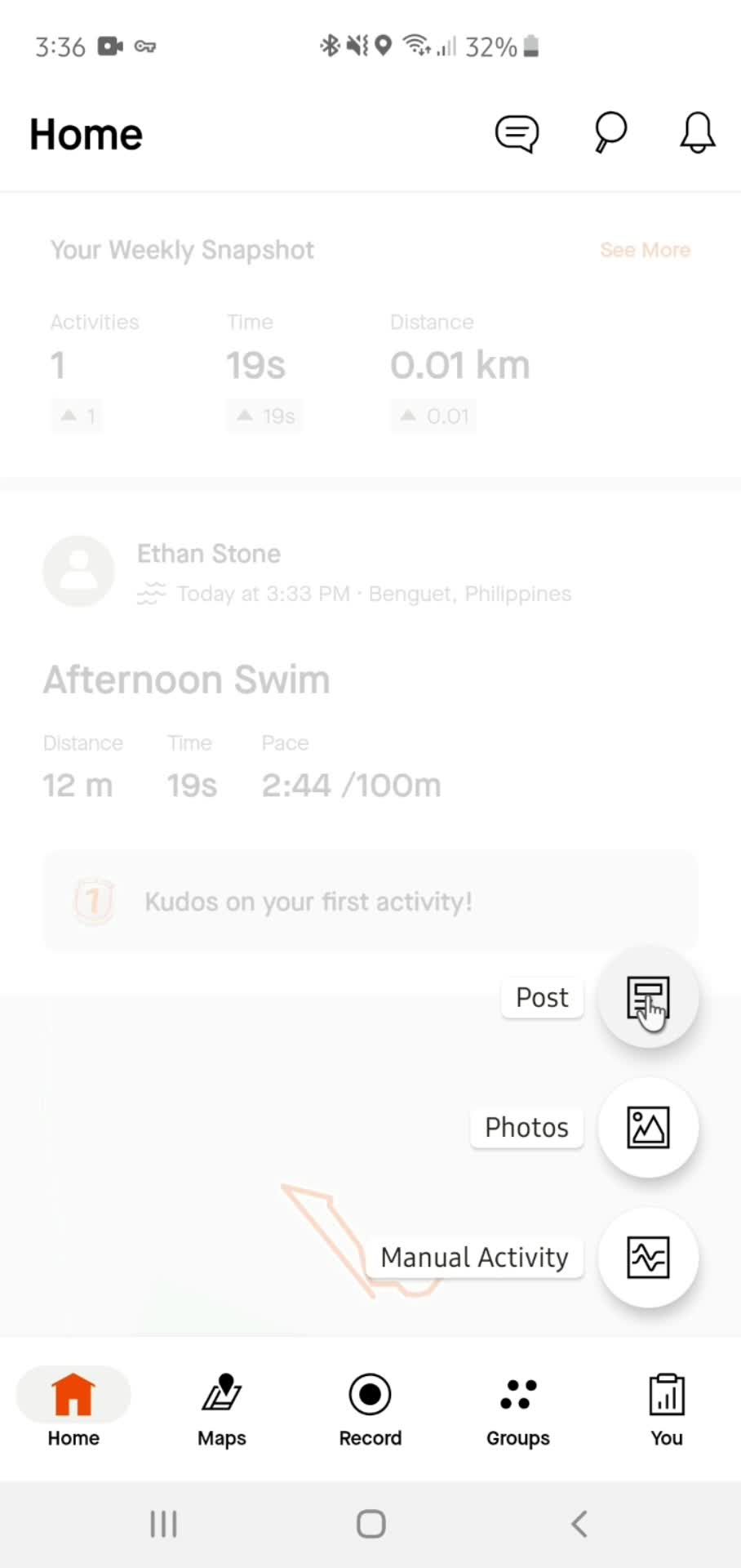 Creating a post on Strava video thumbnail