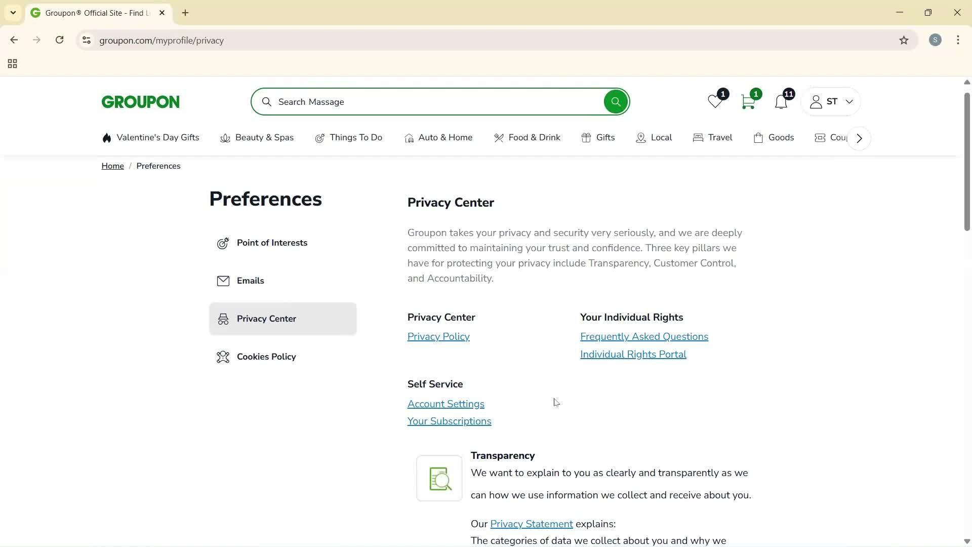 Adjusting preferences screenshot