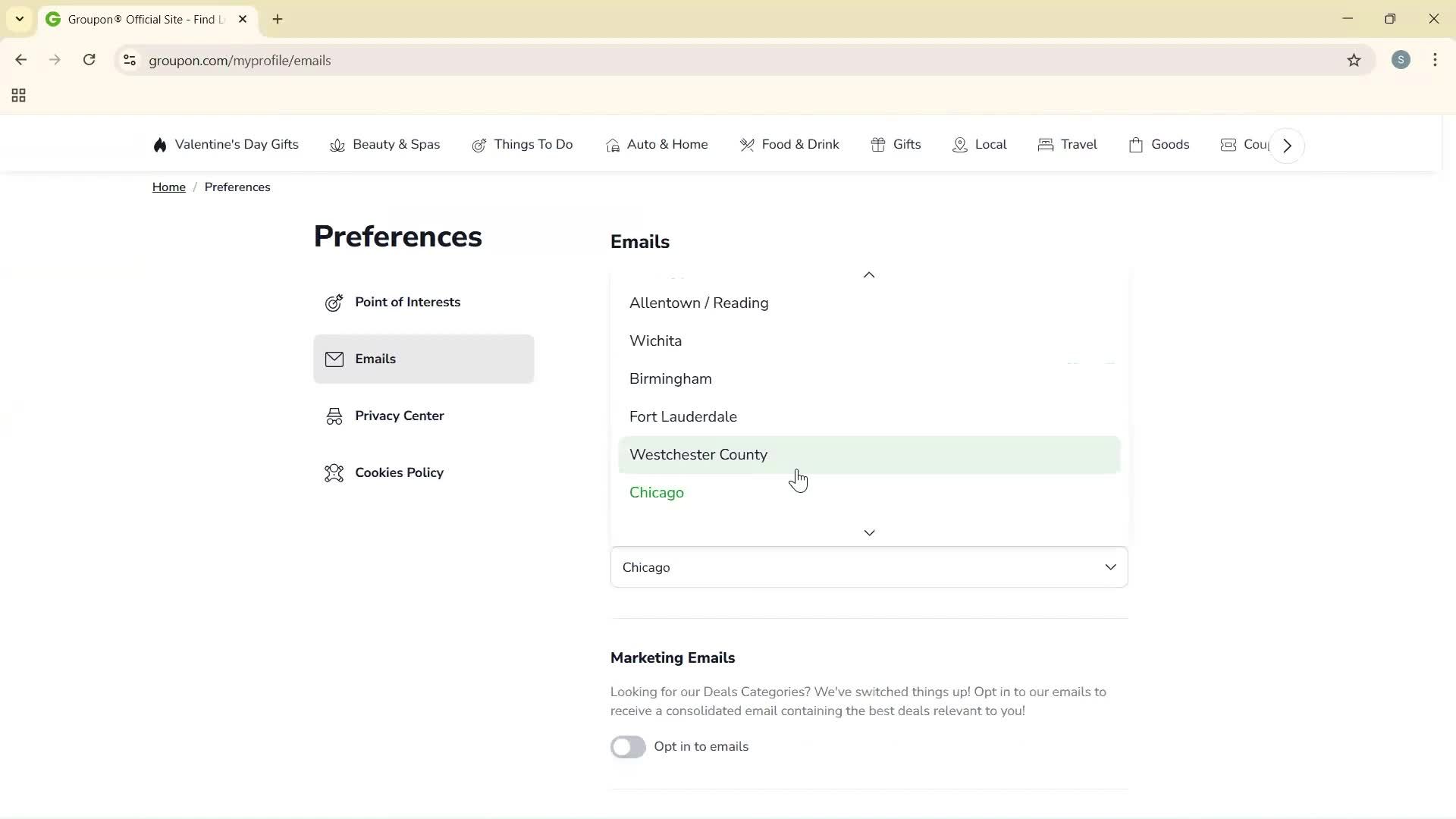 Adjusting preferences screenshot