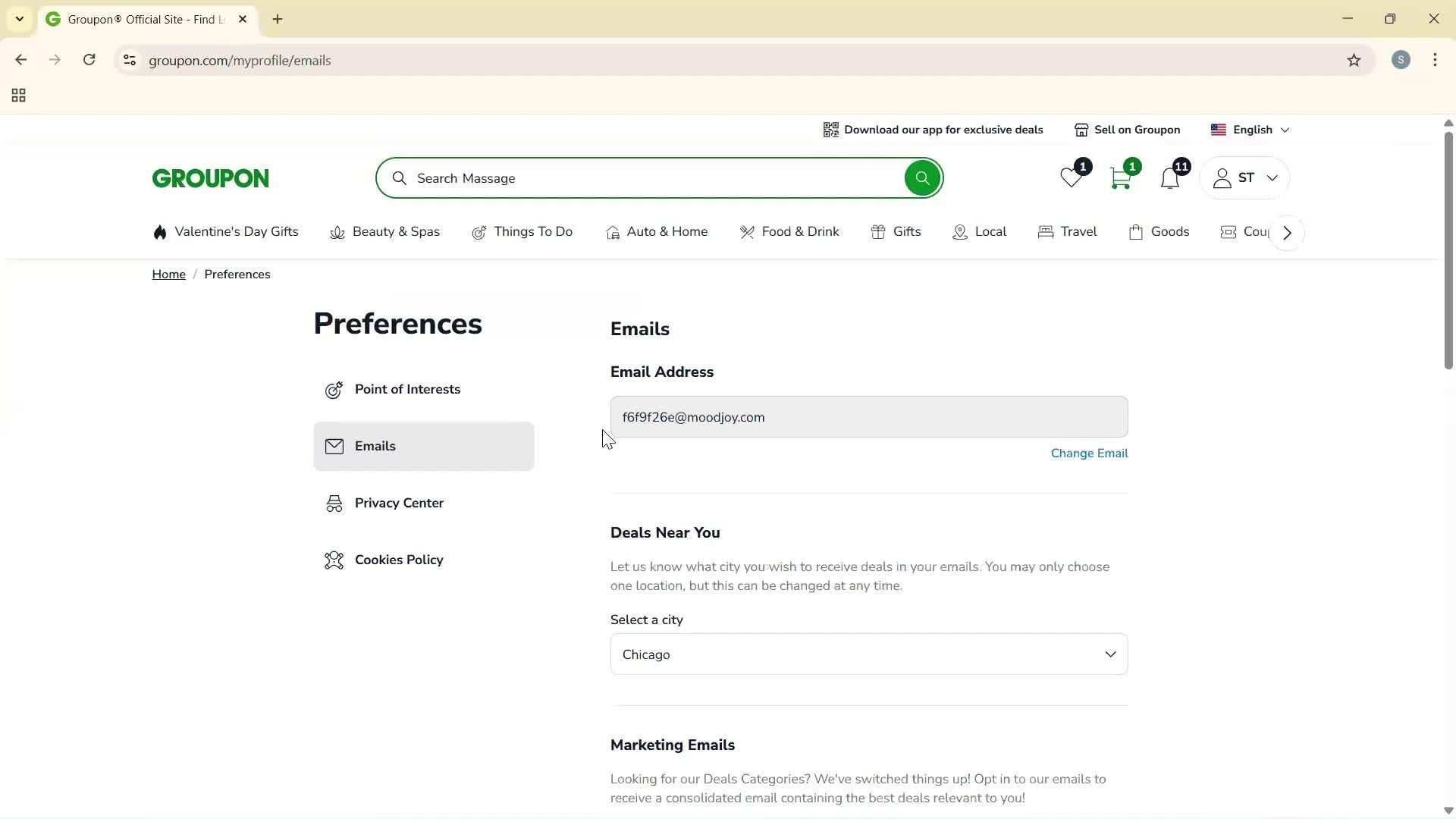 Adjusting preferences screenshot