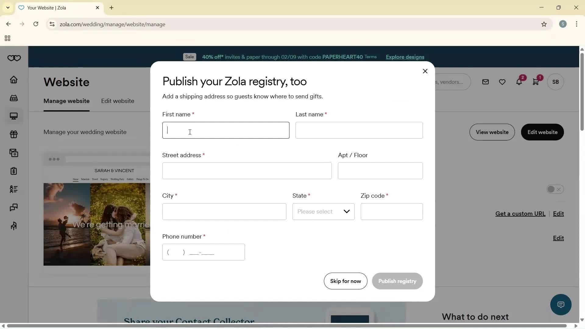 Privacy settings screenshot