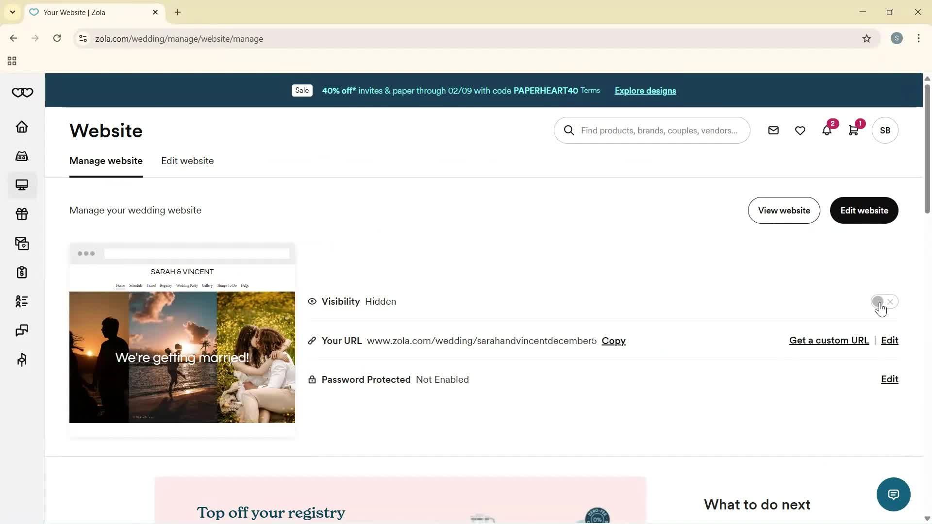 Privacy settings screenshot