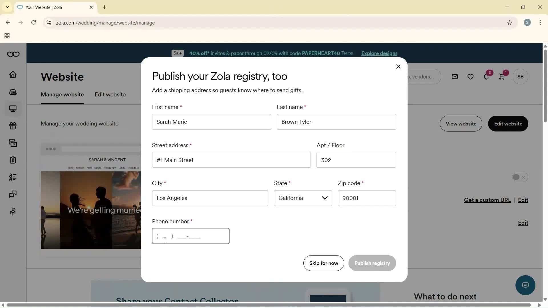 Privacy settings screenshot