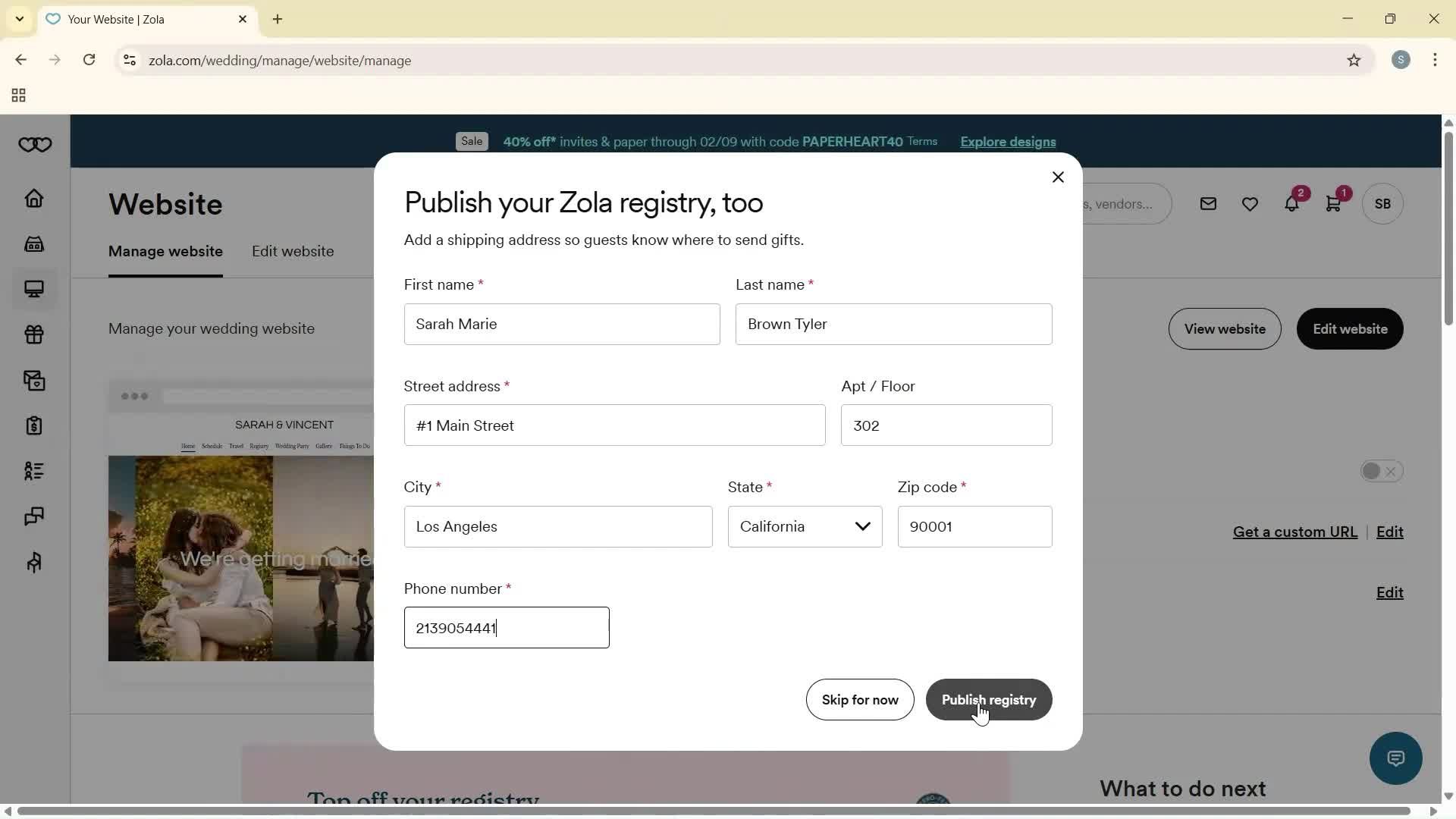 Privacy settings screenshot