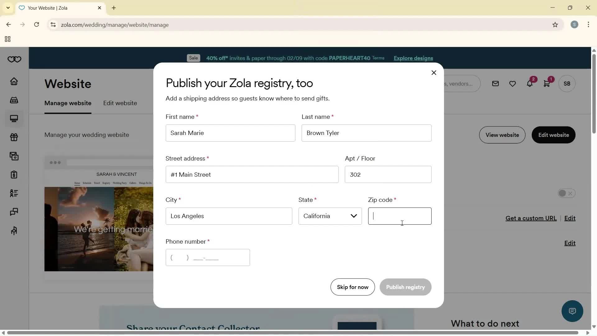Privacy settings screenshot