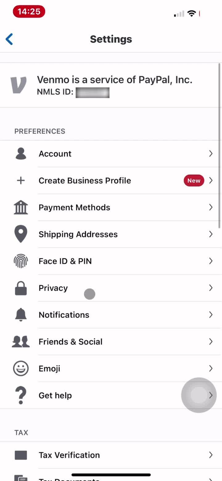 Privacy settings screenshot