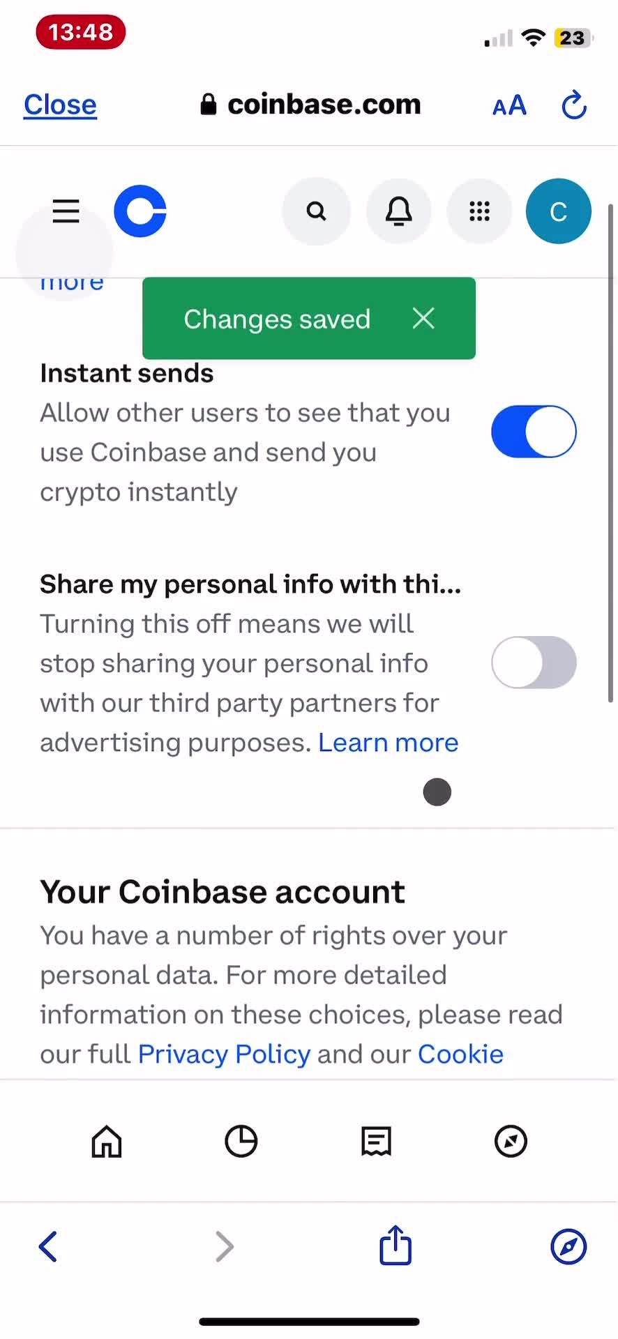 Privacy settings on Coinbase video thumbnail