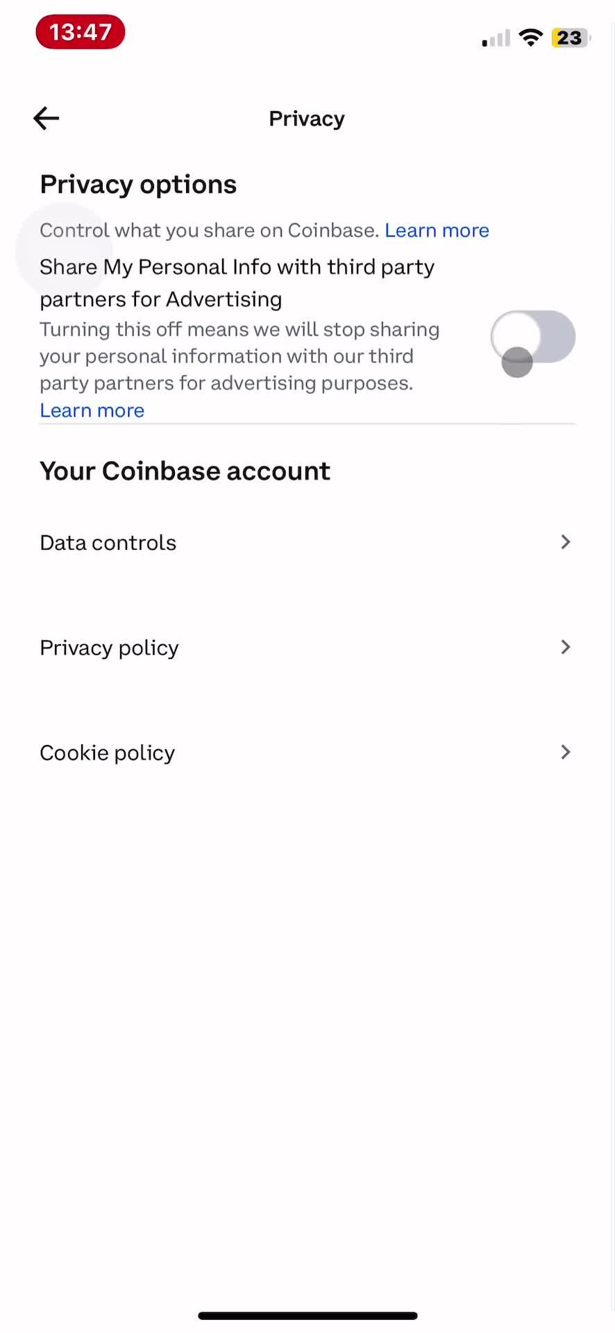 Privacy settings on Coinbase video thumbnail