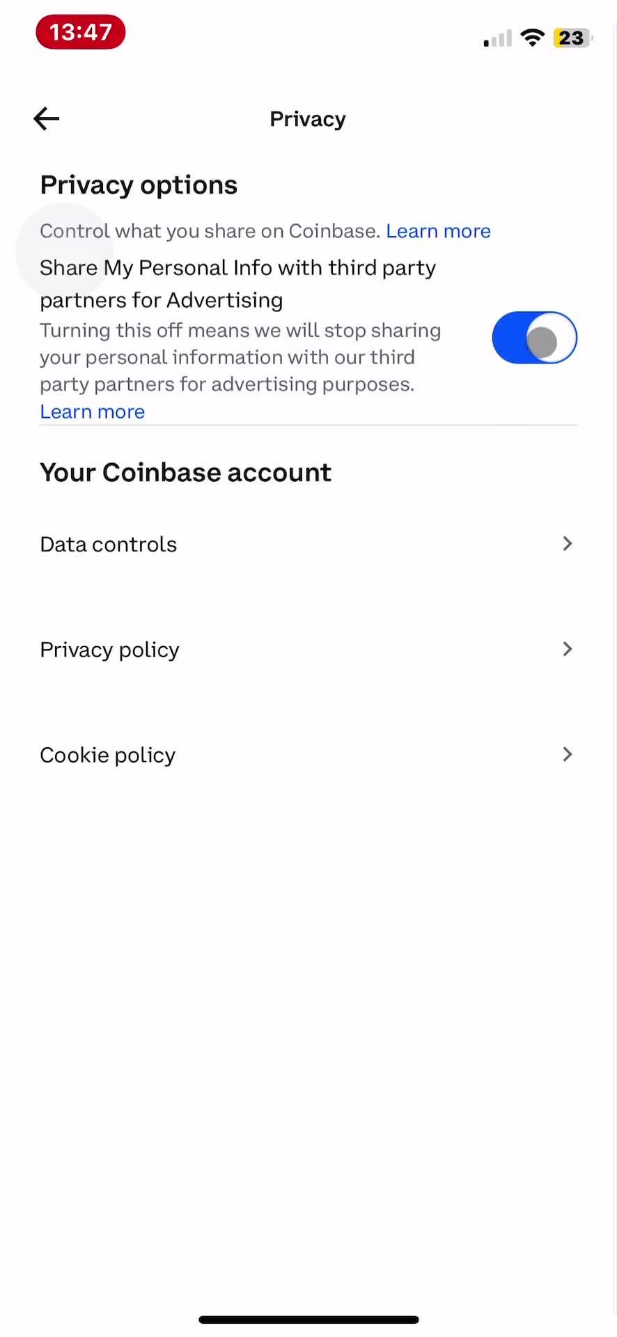 Privacy settings on Coinbase video thumbnail