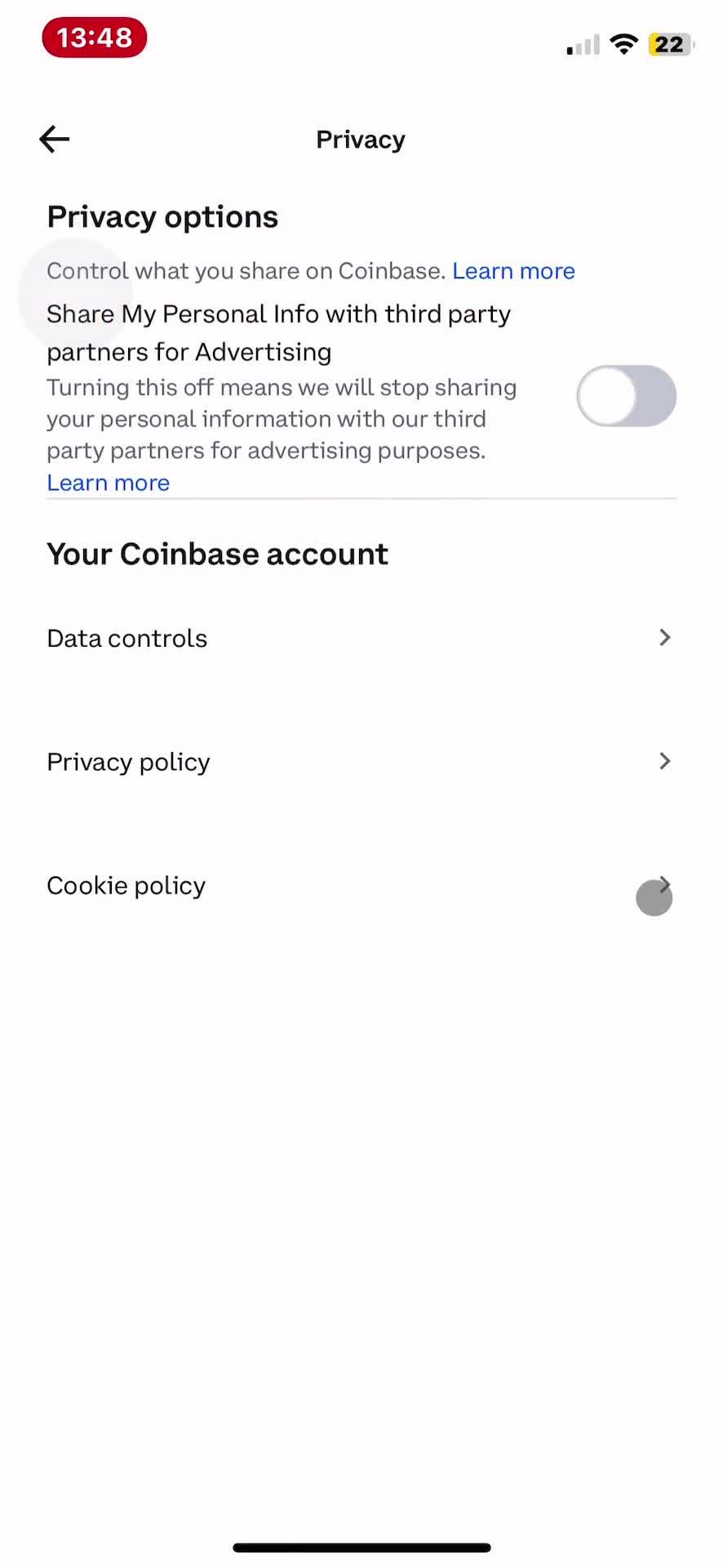 Privacy settings on Coinbase video thumbnail