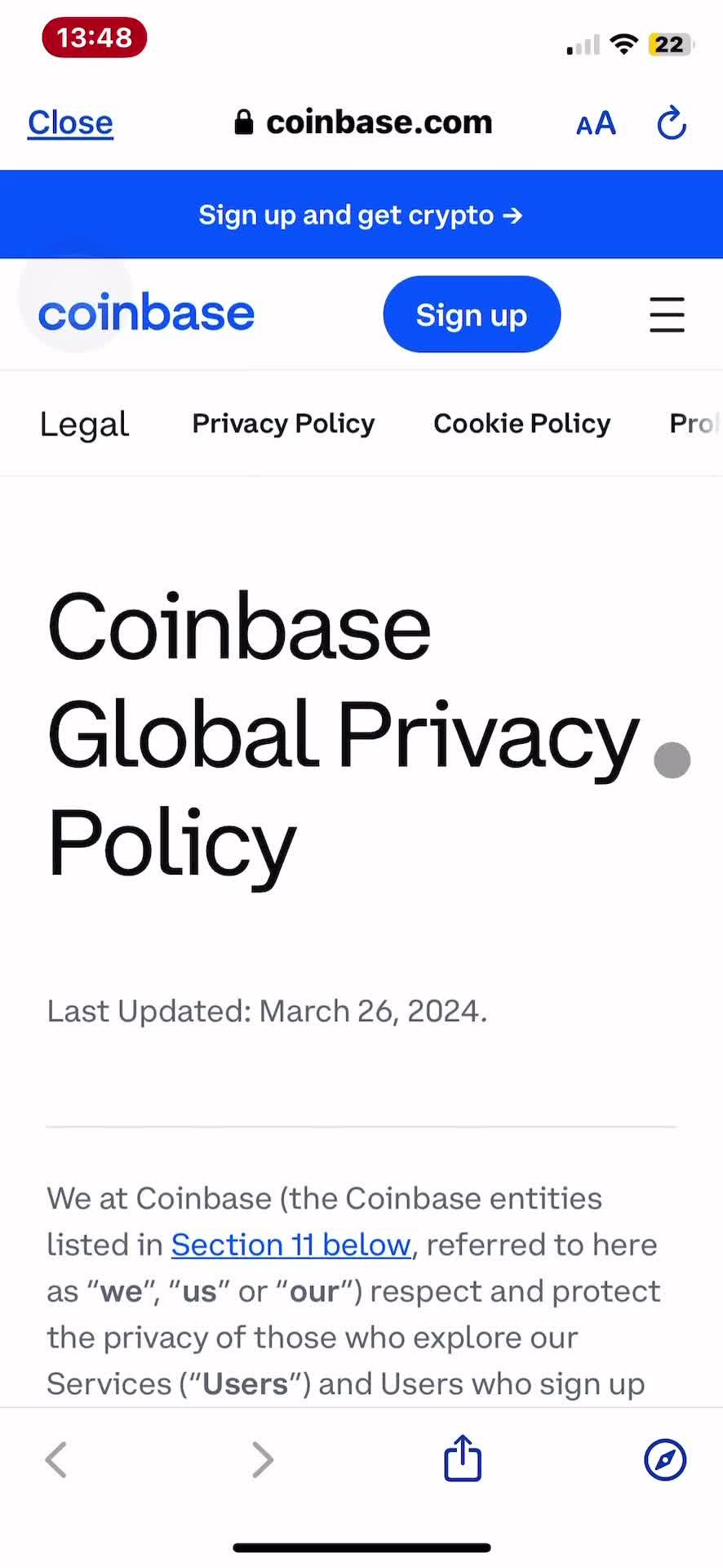 Privacy settings on Coinbase video thumbnail