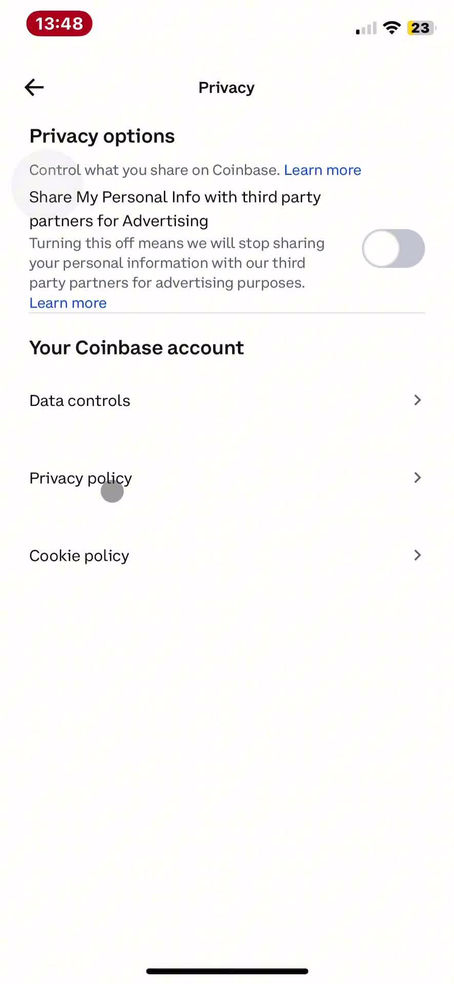 Privacy settings on Coinbase video thumbnail