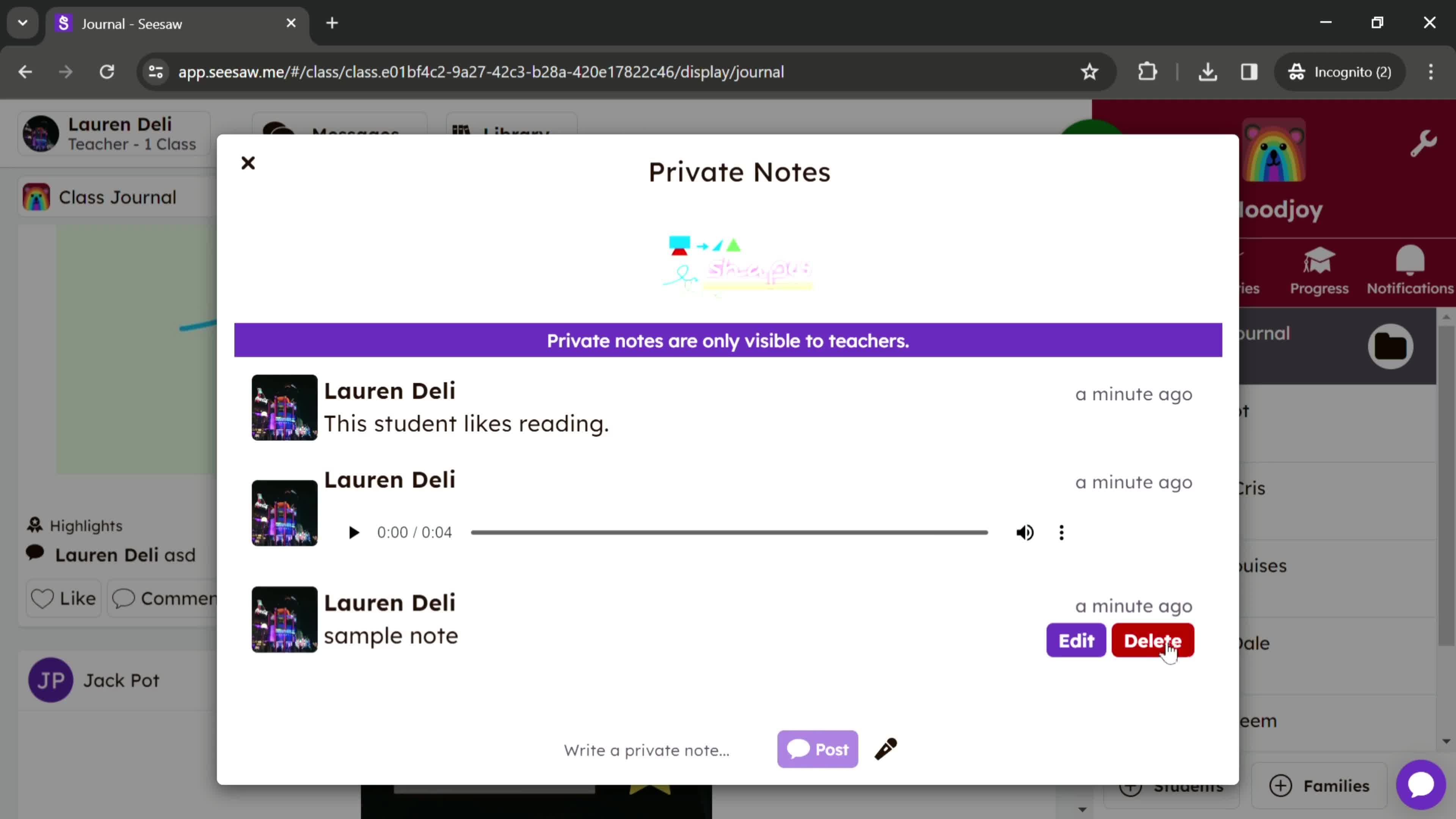 Creating a private note on Seesaw video thumbnail