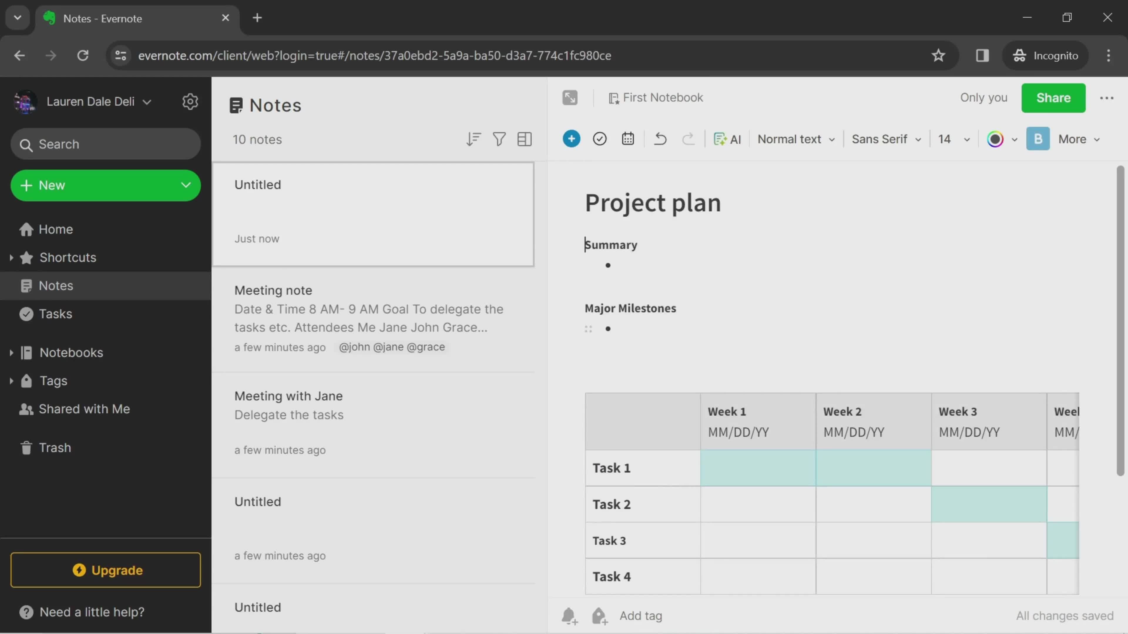 Project plan note on Evernote video thumbnail