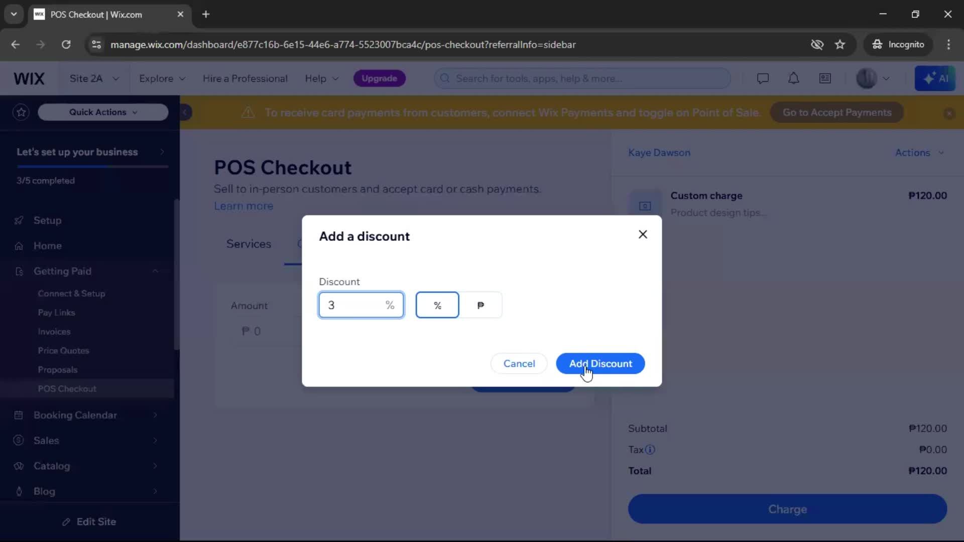 Recording a payment screenshot
