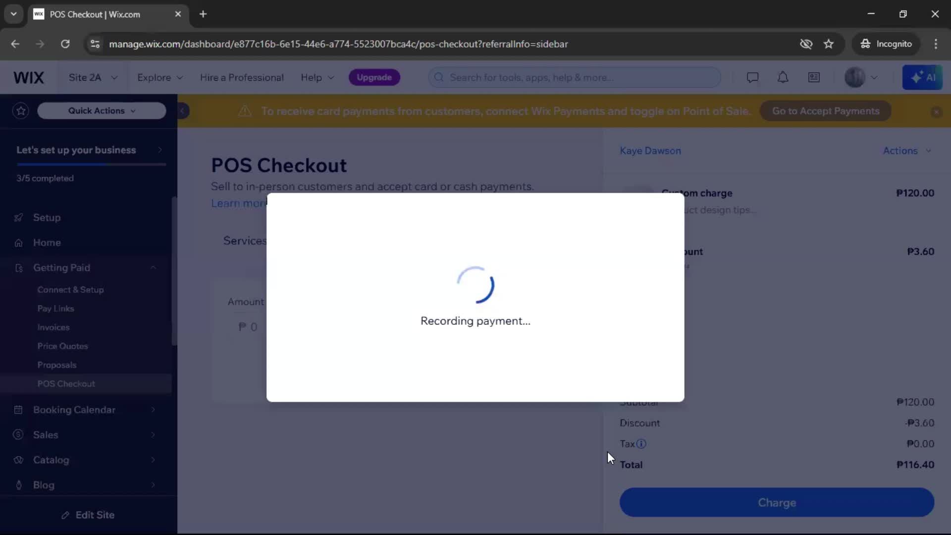 Recording a payment screenshot