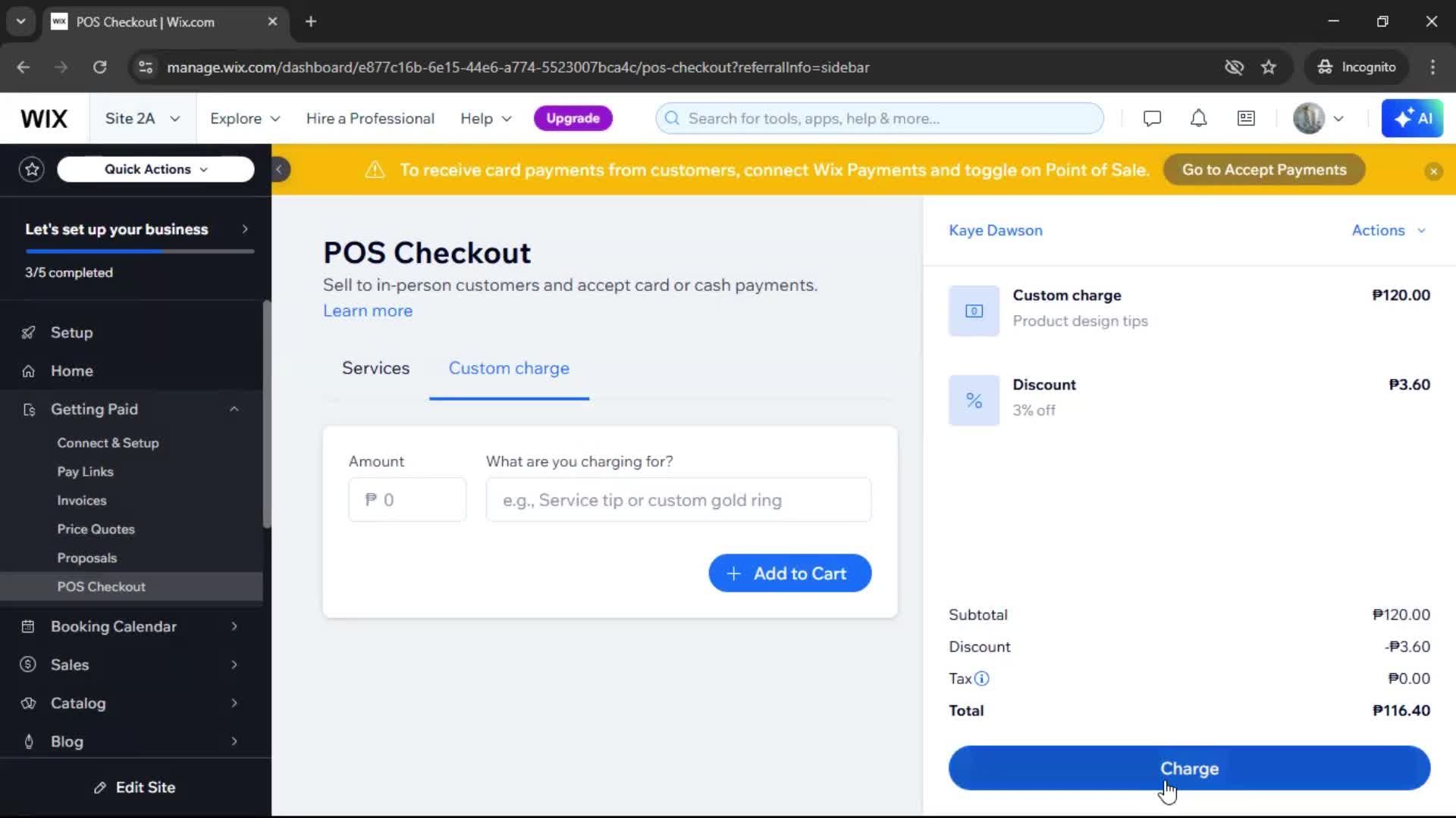 Recording a payment screenshot