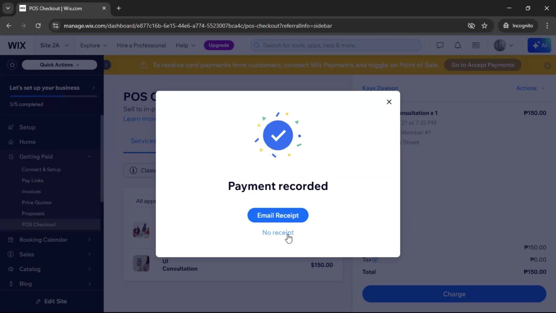 Recording a payment screenshot