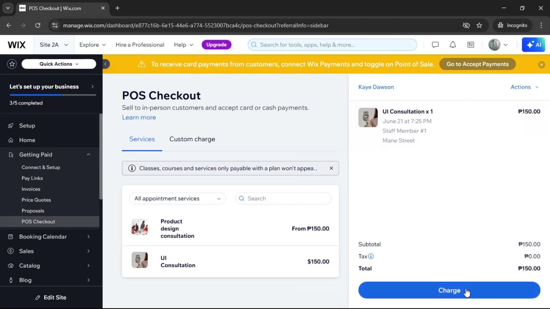 Recording a payment screenshot