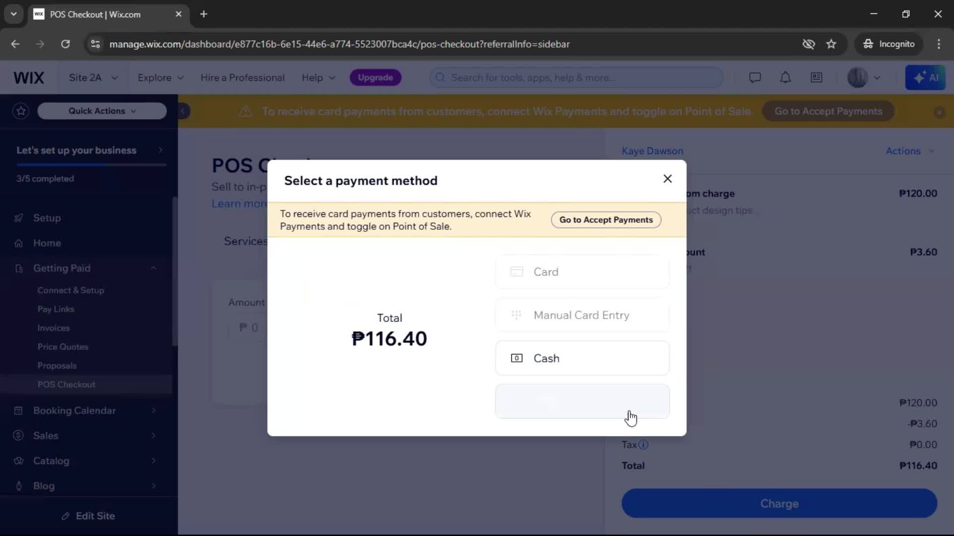 Recording a payment screenshot