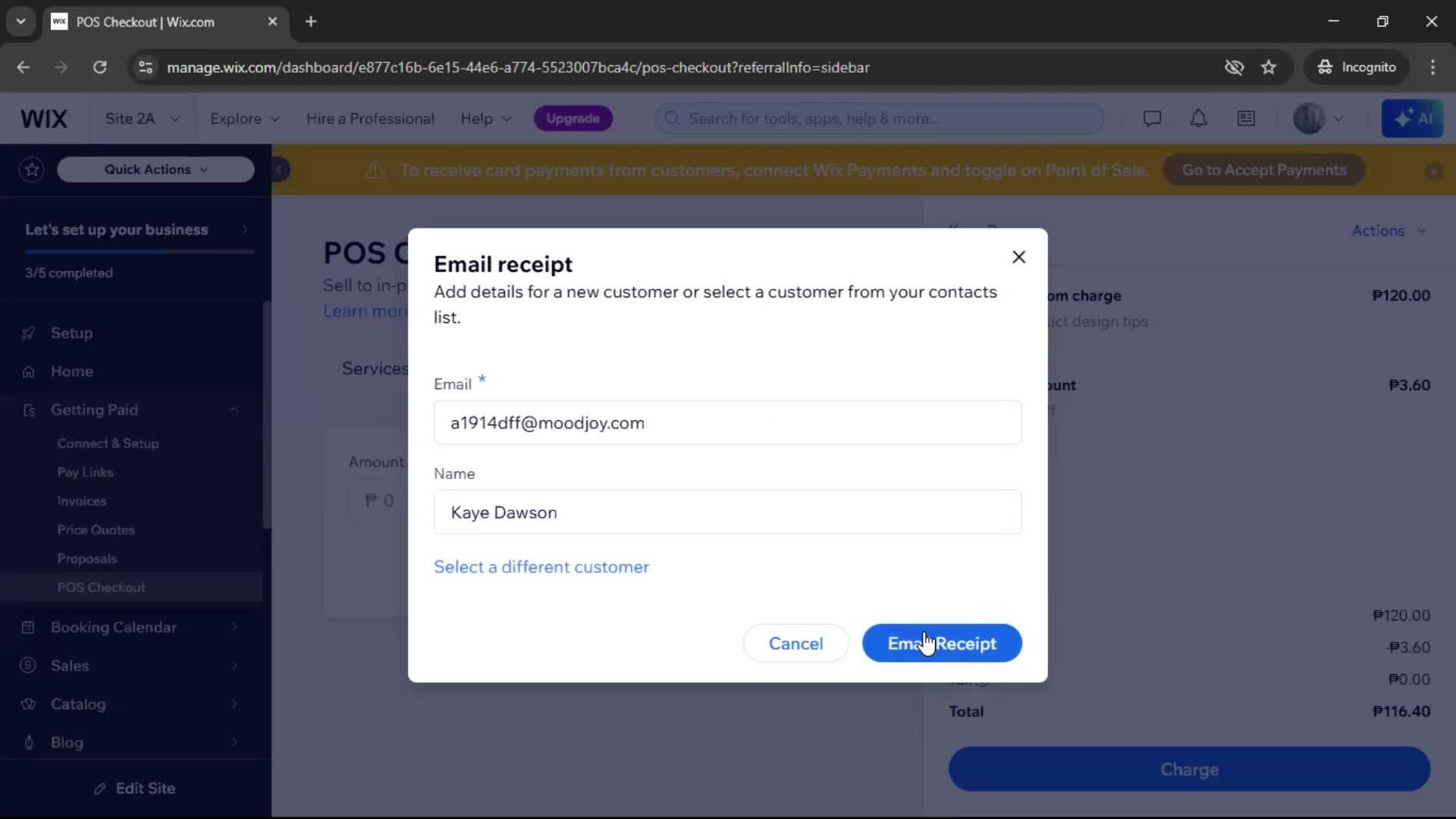 Recording a payment screenshot