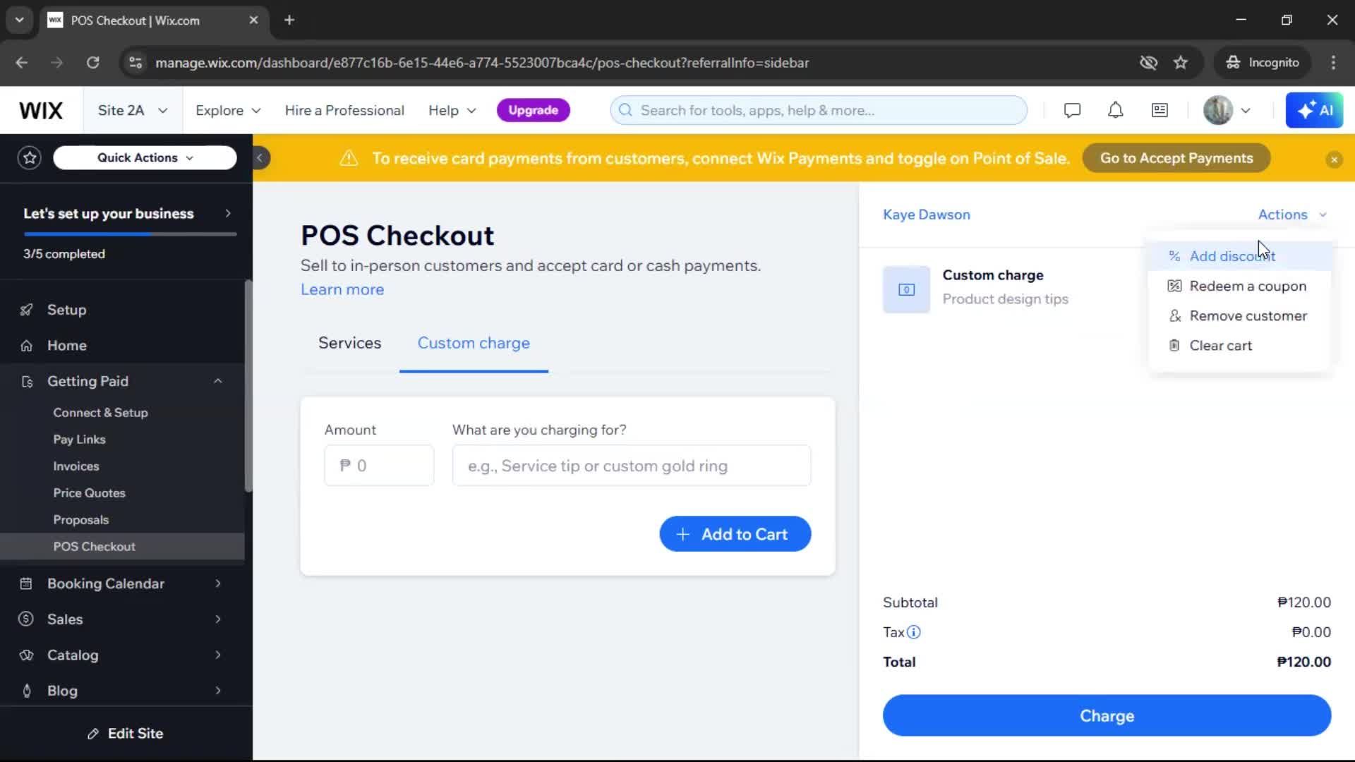Recording a payment screenshot
